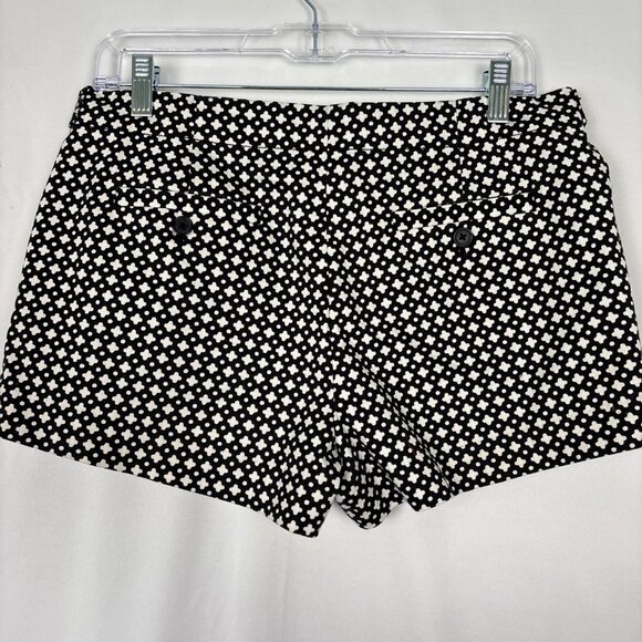 J. Crew Stretch Shorts City Fit Size 8 Black White Geometric Retro Modern - Picture 2 of 14